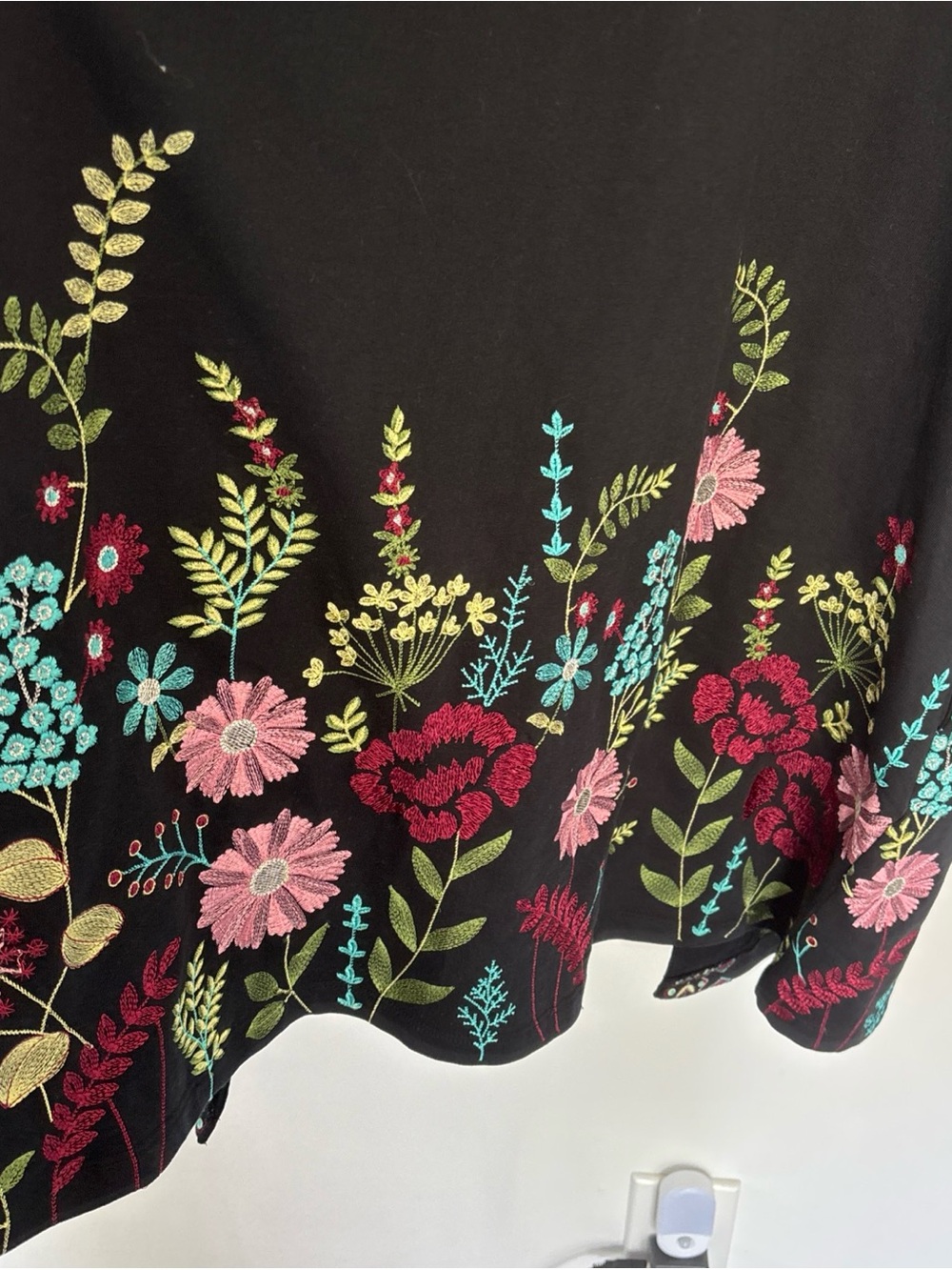 Soft Surroundings Black Embroidered Floral Open-Front Cardigan - Picture 4 of 9